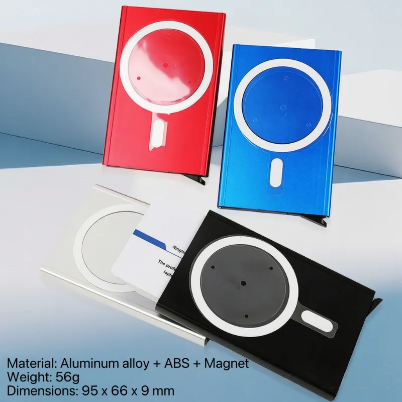 Magnéitescht Aluminium Auto Pop-Up Card Holder